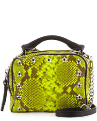 Ash Frankie Studded Leather Crossbody Bag Yellow Snake