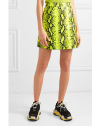 Off-White Neon Snake Effect Leather Mini Skirt