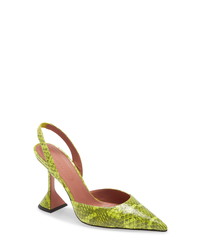Green-Yellow Snake Leather Pumps