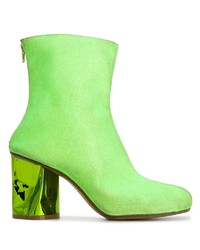 Green-Yellow Suede Ankle Boots