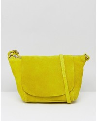 Green-Yellow Suede Crossbody Bag