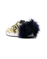 White Premiata Fur Embellished Printed Sneaker