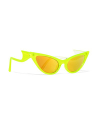 Le Specs Adam Selman The Prowler Cat Eye Neon Acetate Mirrored Sunglasses