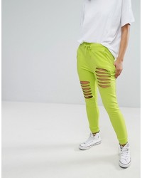 Daisy Street Relaxed Joggers With Distressing