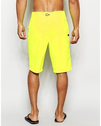 Asos Brand Boardie Swim Shorts In Neon Yellow