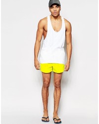 Asos Brand Swim Shorts In Neon Yellow Short Length
