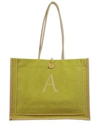 Cathy's Concepts Newport Monogrammed Jute Tote Green