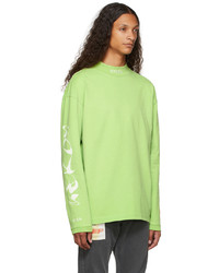 Heron Preston Green Logo Mock Neck Long Sleeve T Shirt