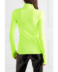 Helmut Lang Neon Ribbed Cotton Turtleneck Sweater