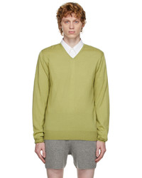 Dries Van Noten Green Merino Wool V Neck Sweater