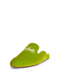 Green-Yellow Velvet Loafers