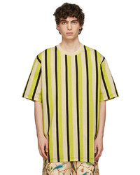 Green-Yellow Vertical Striped Crew-neck T-shirt