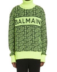 Balmain Logo Merino Wool Turtleneck Sweater