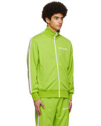 Palm Angels Green Jersey Zip Up Sweater