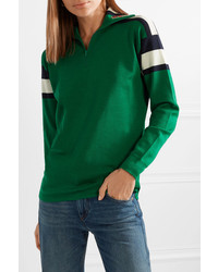 Gucci Embroidered Striped Wool Silk And Cashmere Blend Sweater