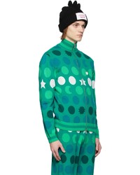 Charles Jeffrey Loverboy Green Graphic Runes Zip Up Sweater