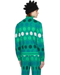Charles Jeffrey Loverboy Green Graphic Runes Zip Up Sweater
