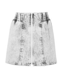 Grey Acid Wash Denim Mini Skirt