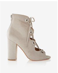Express Lace Up Grommet Peep Toe Booties