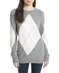 Grey Argyle Crew-neck Sweater