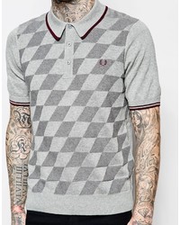 Fred Perry Knitted Polo Shirt With Argyle Pattern