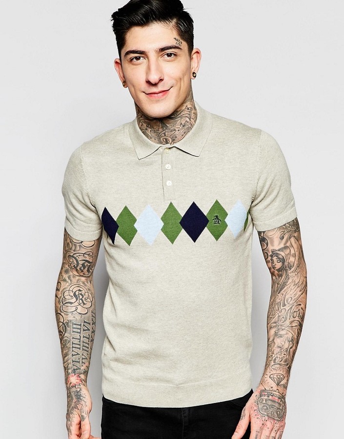 argyle polo sweater