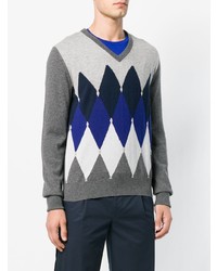 Ballantyne Colour Contrast V Neck Sweater