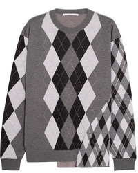 Stella McCartney Argyle Wool Sweater Light Gray