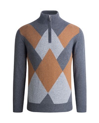 Bugatchi Argyle Quarter Zip Sweater