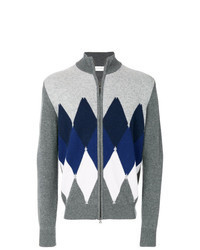 Grey Argyle Zip Sweater