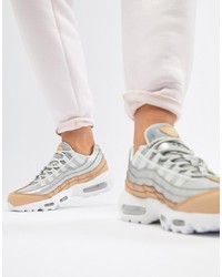 Nike Air Max 95 Trainers In Silver And Beige