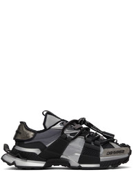 Dolce & Gabbana Black Silver Mixed Materials Space Sneakers