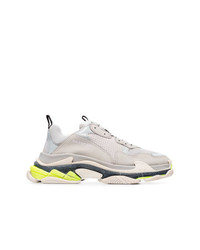 Balenciaga Grey And Fluorescent Triple S Sneakers