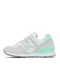 New Balance Grey And Green 574 Sneakers