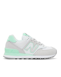 New Balance Grey And Green 574 Sneakers