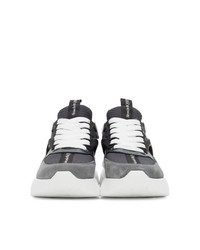 Alexander McQueen Grey And Navy Rib Suede Sneakers