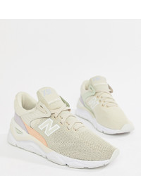 New Balance Grey And Pink X 90 Trainers