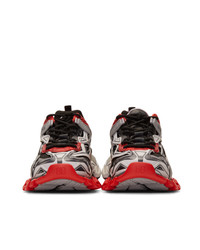 Balenciaga Grey And Red Track2 Open Sneakers