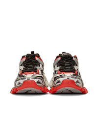 Balenciaga Grey And Red Track2 Open Sneakers