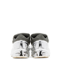 Raf Simons Grey And Silver Adidas Originals Edition Ozweego Sneakers