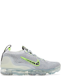 Nike Grey Green Air Vapormax 2021 Flyknit Sneakers