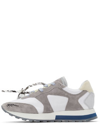 Off-White Grey Suede Logo Sneakers