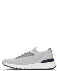 Brunello Cucinelli Grey Wool Knit Sneakers