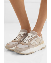 Tod's Leather Mesh And Nubuck Sneakers