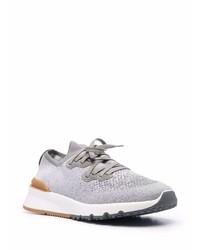 Brunello Cucinelli Mesh Knit Lace Up Sneakers