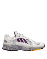 adidas Off White Yung 1 Mesh Insert Low Top Leather Sneakers