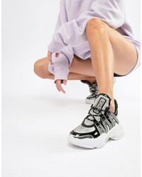 Jeffrey Campbell Panelled Silver Chunky Trainers