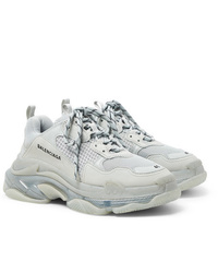 Balenciaga Triple S Clear Sole Mesh Nubuck And Leather Sneakers