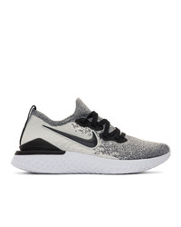 Nike White And Black Epic React Flyknit 2 Sneakers