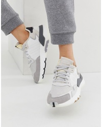 adidas Originals White And Grey Nite Jogger Trainers